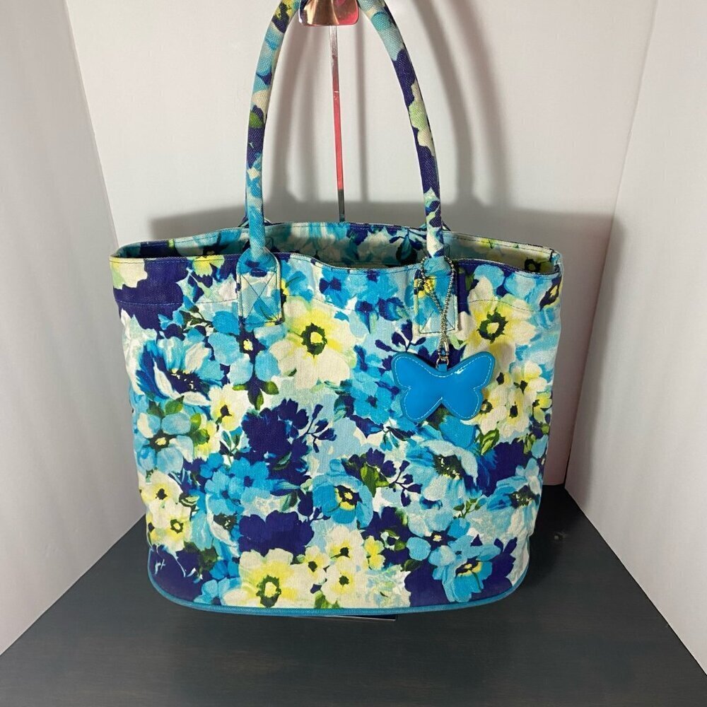 Barnes & Noble Punctuate Floral Canvas Tote Bag with Butterfly Charm